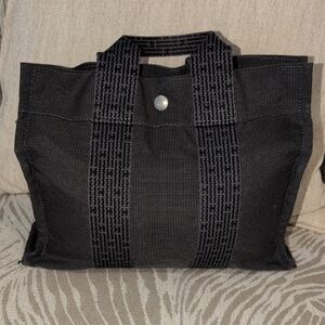 Hermes Black Canvas Tote With Certification